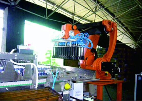 Çin İçme şişeleri için Robotik Otomatik Case Packer Makinası PLC Kontrol Yüksek Hızlı Tedarikçi